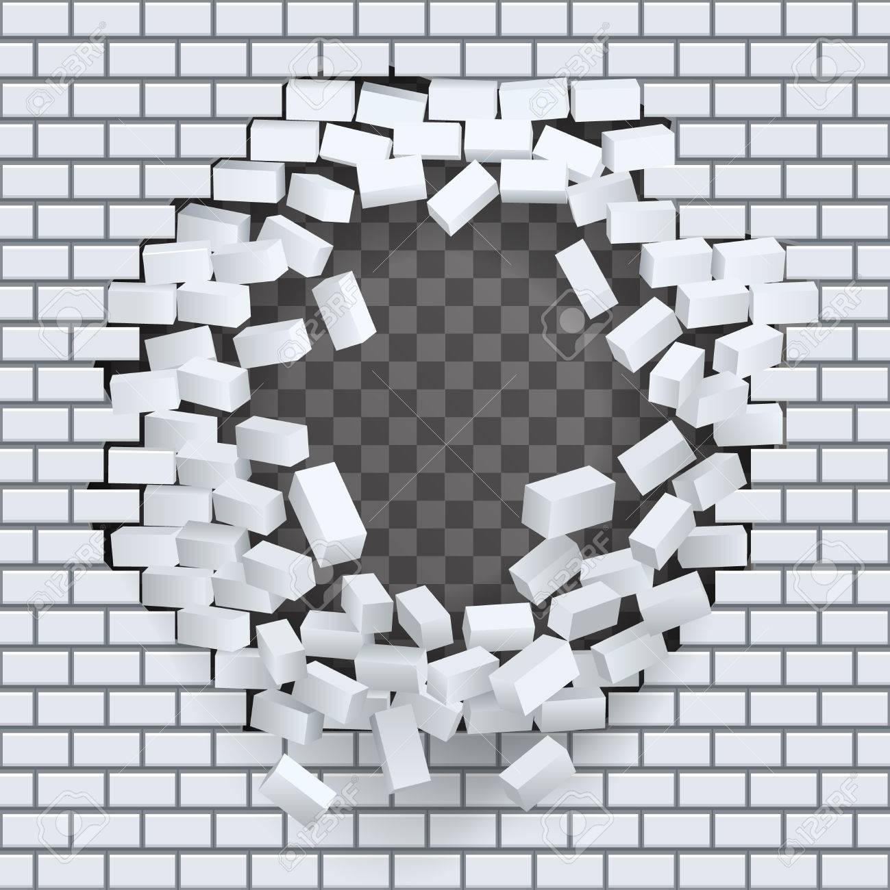 break hole in brick wall destruction template transparent background
