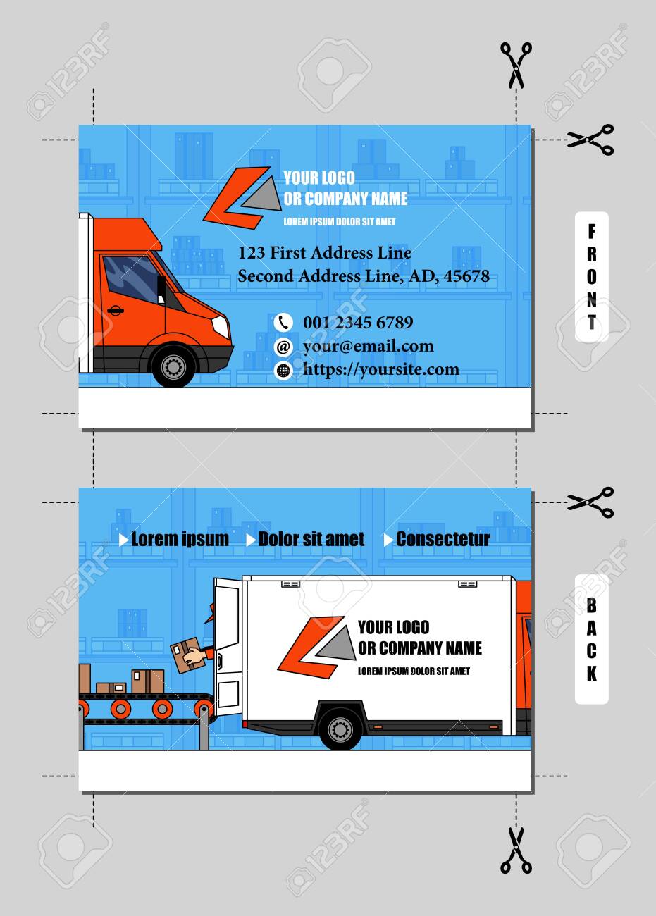 Vector Business Card Design For Delivery Or Logistics And Inside Transport Business Cards Templates Free