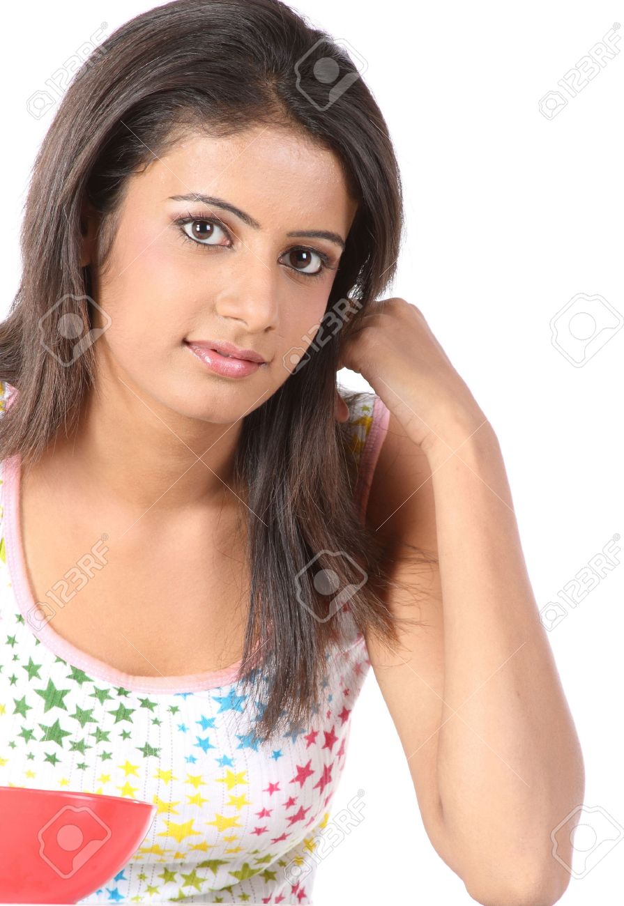 indian teenage college girl with her bowl of breakfast stock photo teenage college