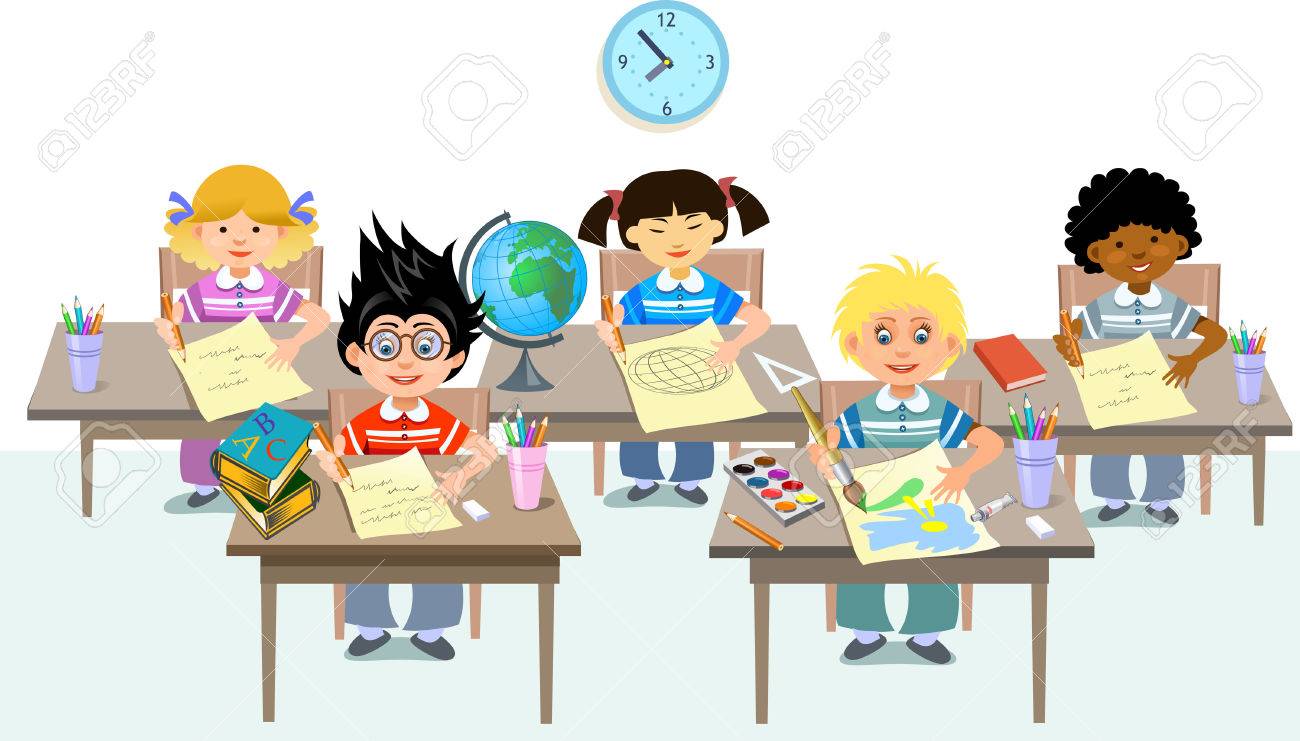 Pupils Of Elementary School 免版税剪贴画，向量插图和库存图片. Image 49651019, image size:1300x741