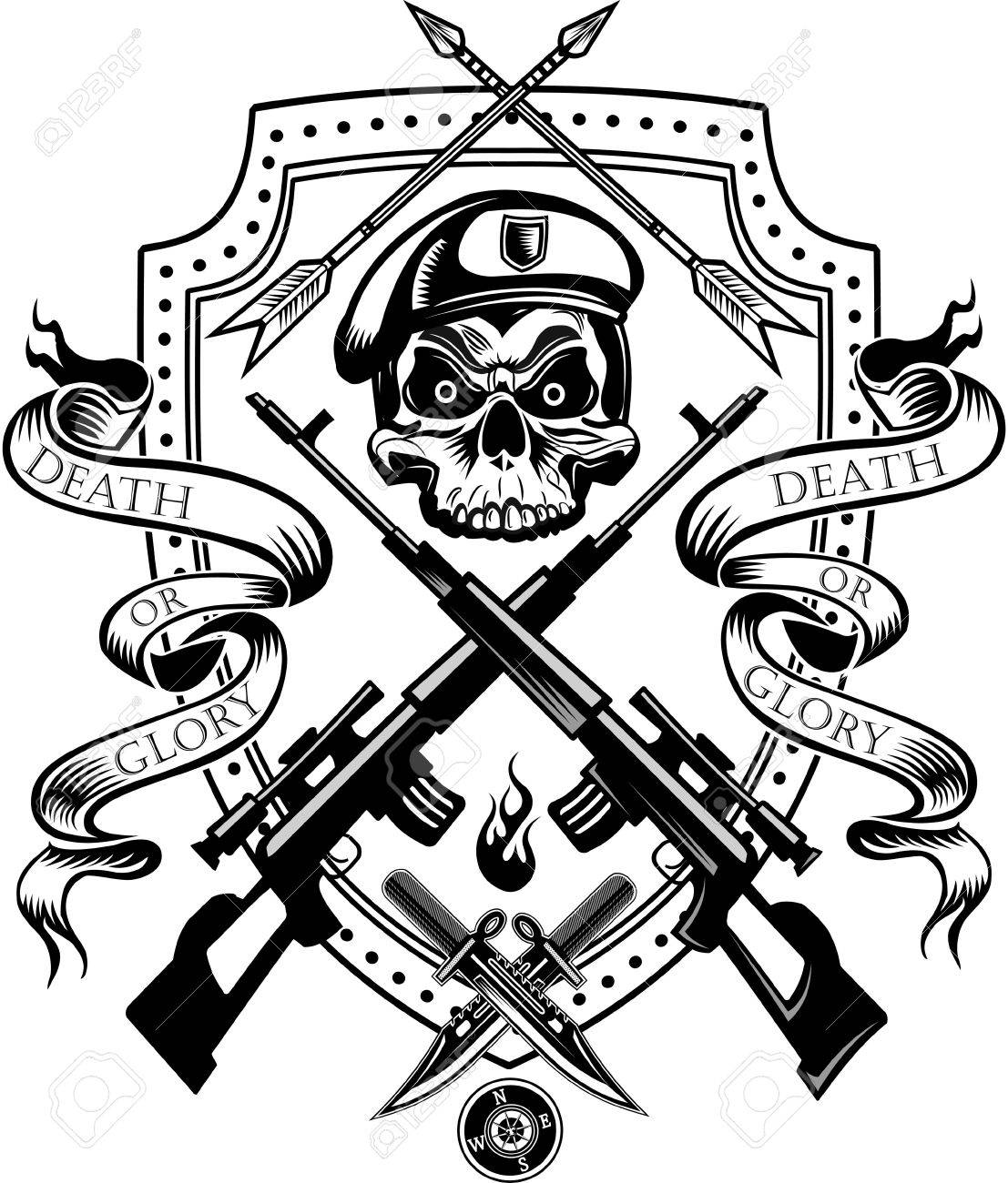 Skull Tattoo Combat Royalty Free SVG, Cliparts, Vectors, and Stock  Illustration. Image 50013771., image size:1107x1300