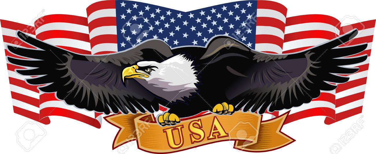 Aigle Americain Avec Des Drapeaux Usa Clip Art Libres De Droits Vecteurs Et Illustration Image