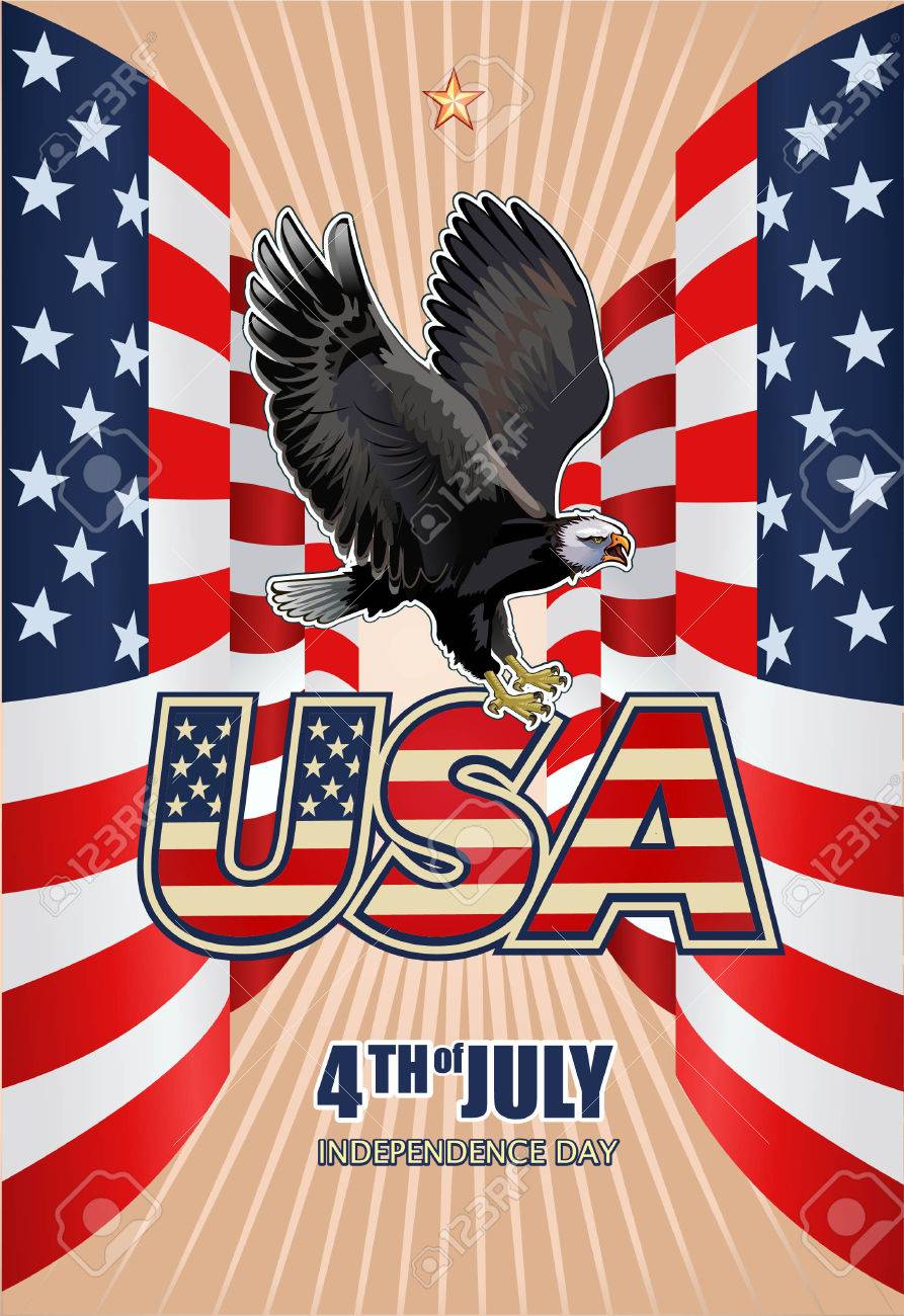 Aigle Americain Avec Des Drapeaux Usa Clip Art Libres De Droits Vecteurs Et Illustration Image