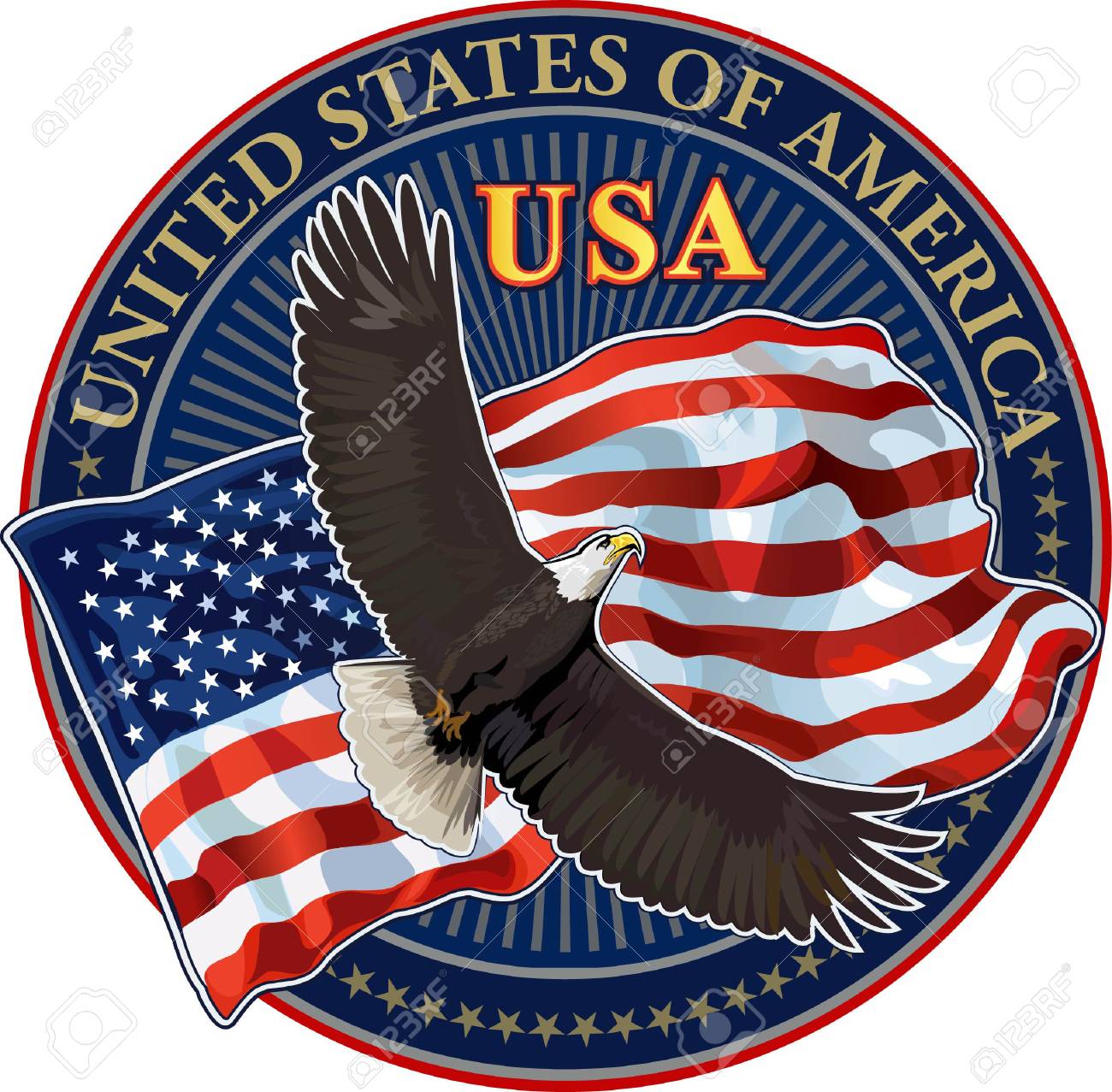 Aigle Americain Avec Le Drapeau Des Etats Unis Clip Art Libres De Droits Vecteurs Et Illustration Image