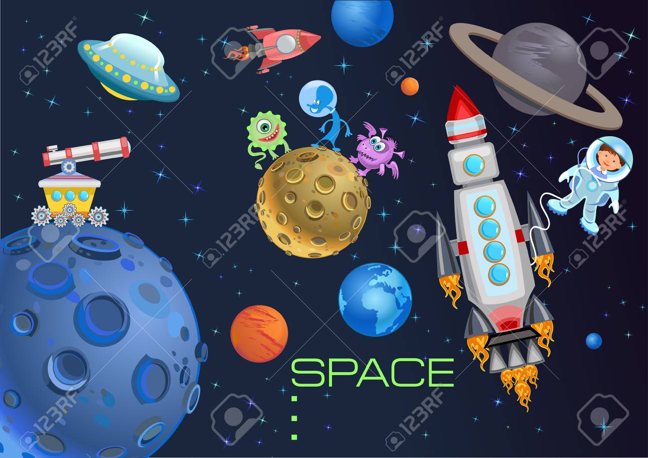 Astronaut Kids On The Rocket In Space Expedition Royalty Free Cliparts Vectors And Stock Illustration Image 108949299