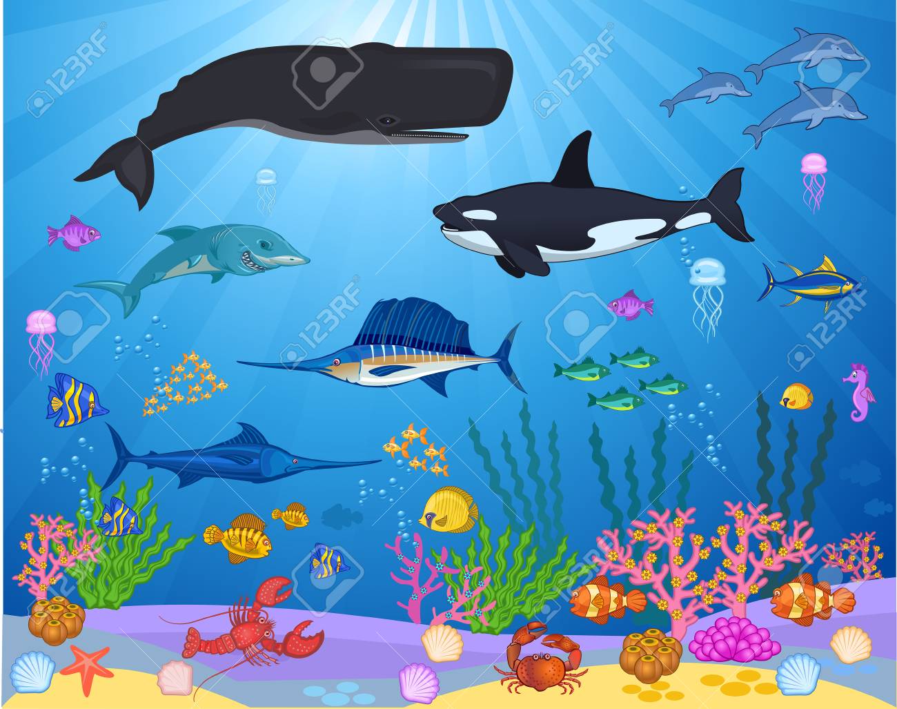 Fish Swimming Under The Sea Royalty Free Cliparts Vectors And Stock Illustration Image