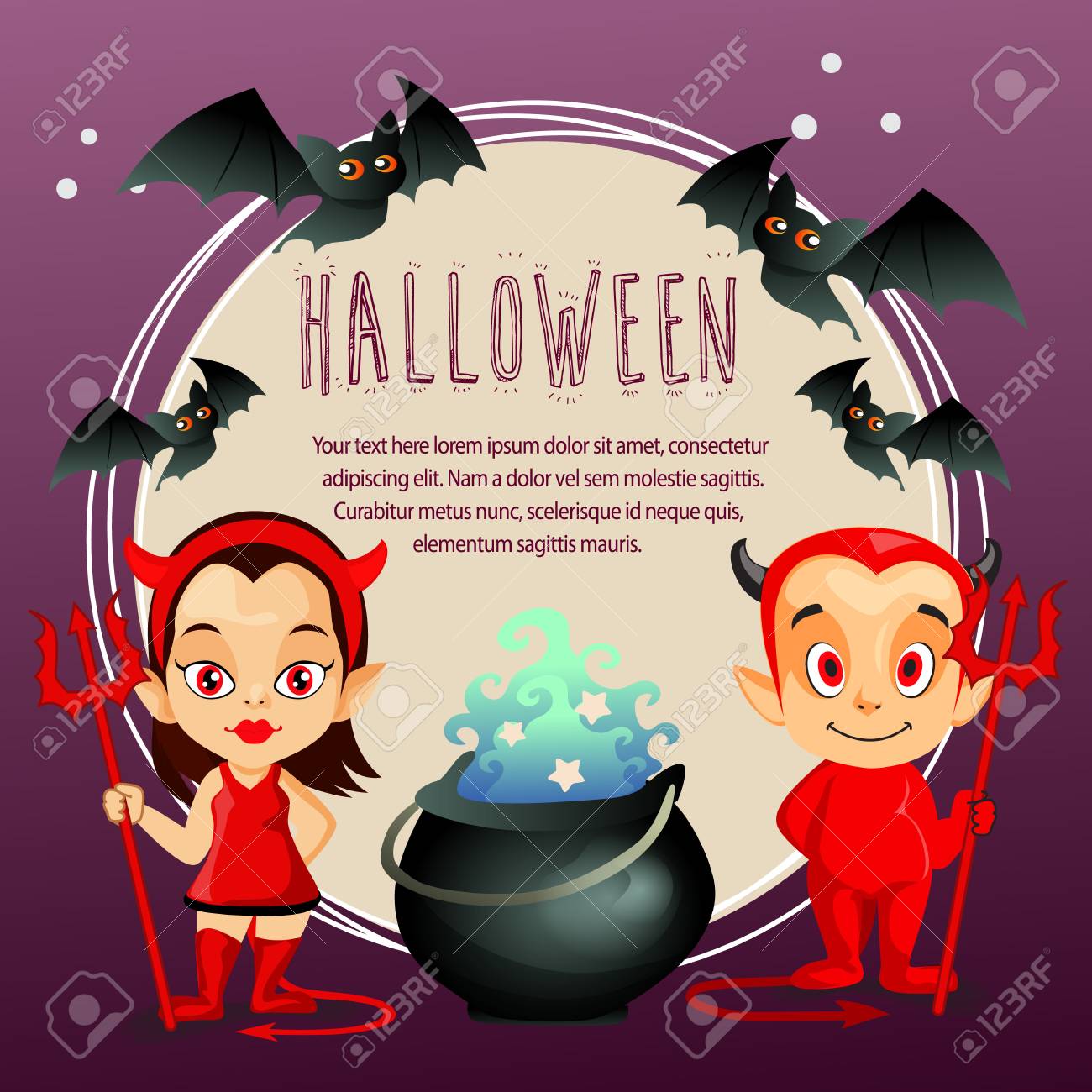Halloween Card With Devil Cartoon Costume Theme Stock Vector 111653363 Halloween Card With Devil Cartoon Costume Theme Stock Vector 111653363