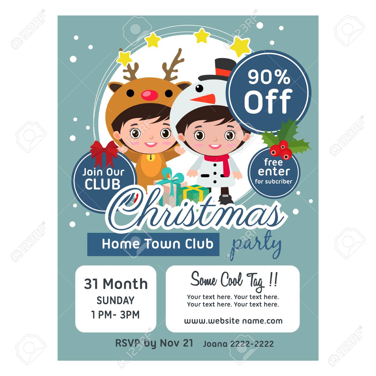 christmas poster template kids reindeer snowman royalty free simple reindeer template