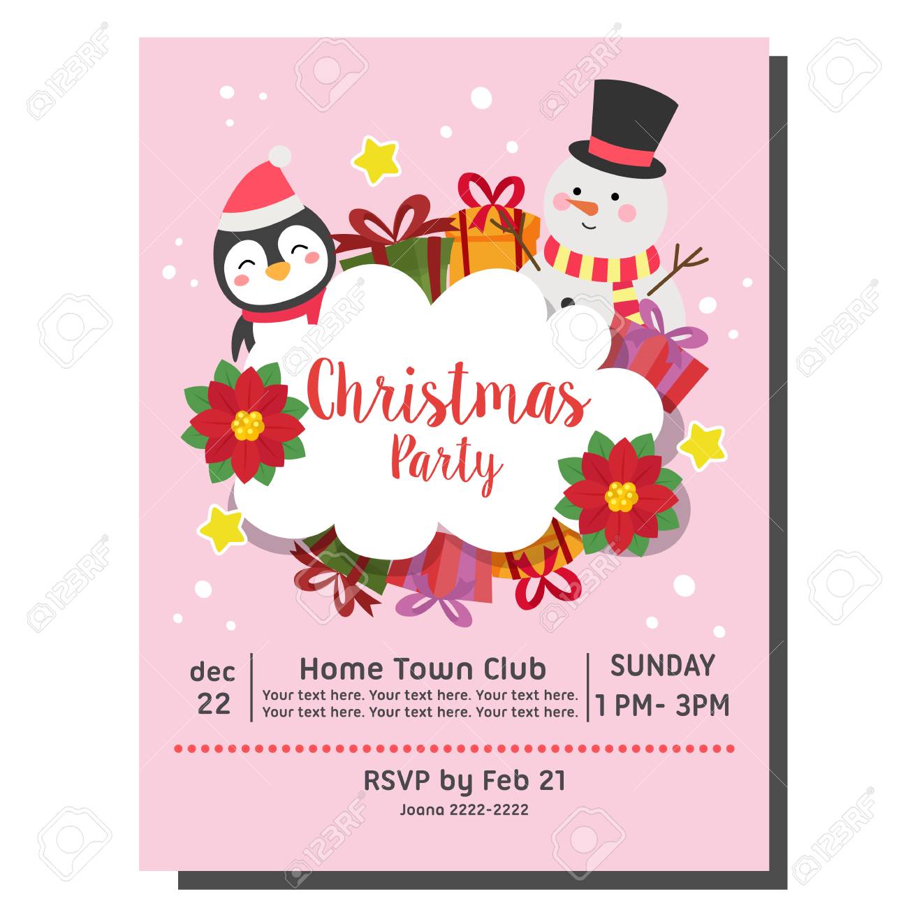 christmas party invitation card snowman penguin christmas invitation card
