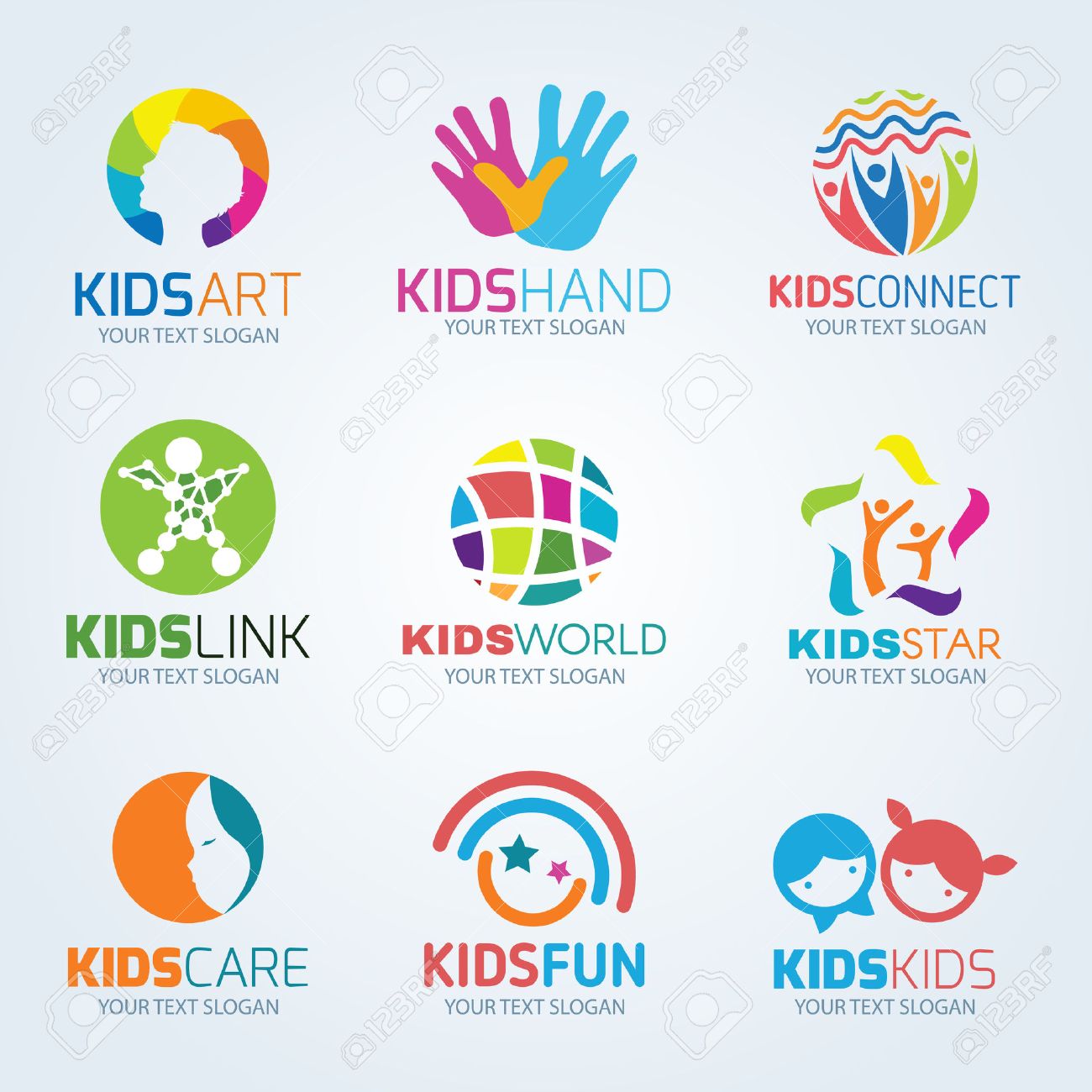 Kids child logo vector set design - 52224006 Kids child logo vector set design - 52224006