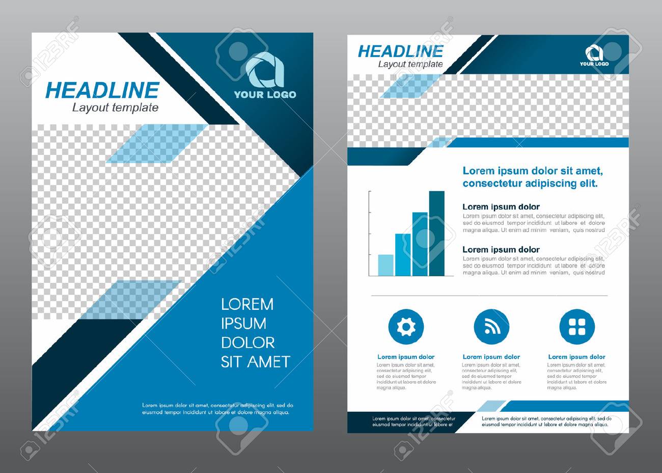 Layout Flyer Template Size Cover Page Blue Tone Vector Design Royalty Free Cliparts Vectors And Stock Illustration Image