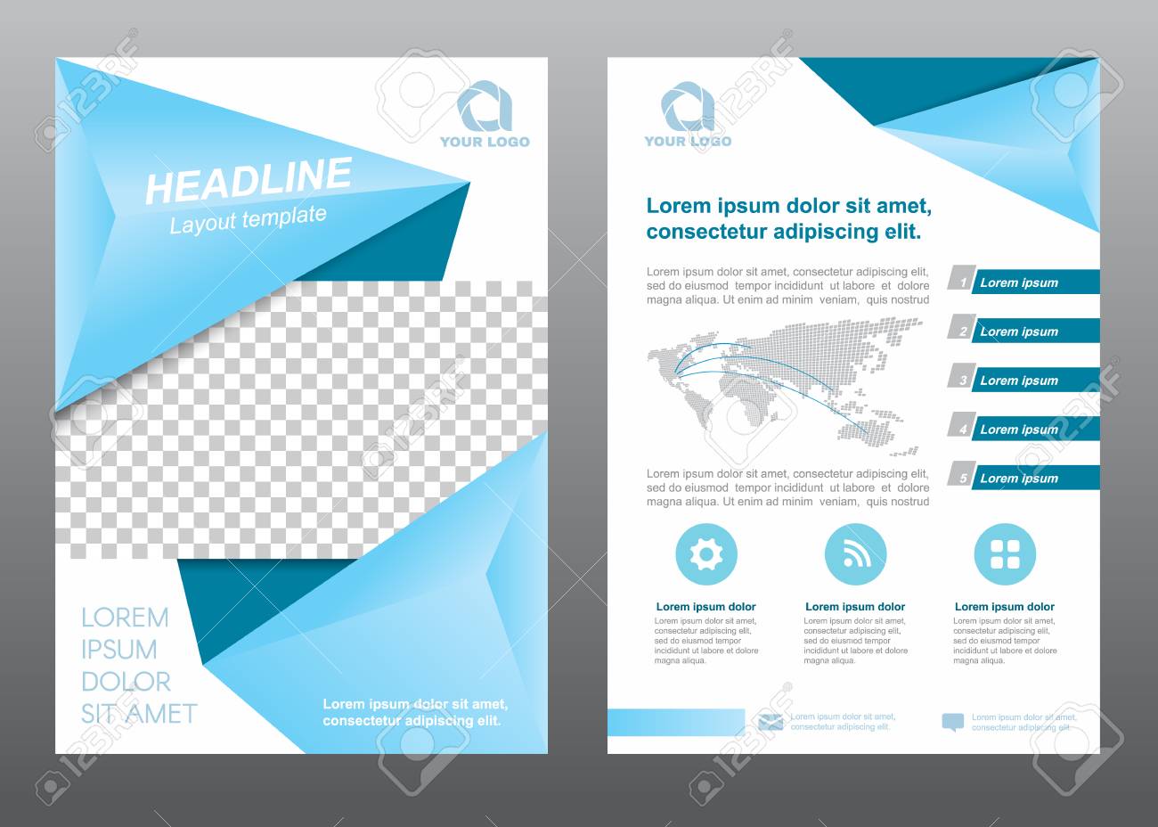 layout flyer template size a4 cover page soft blue tone vector design stock vector 58011356