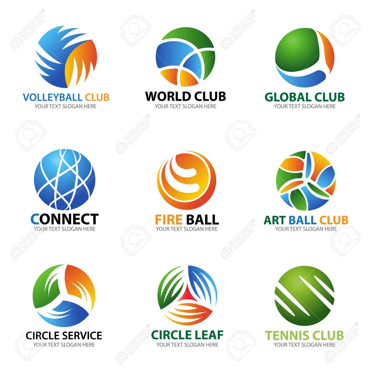 circle ball logo for sport and business vector set art design