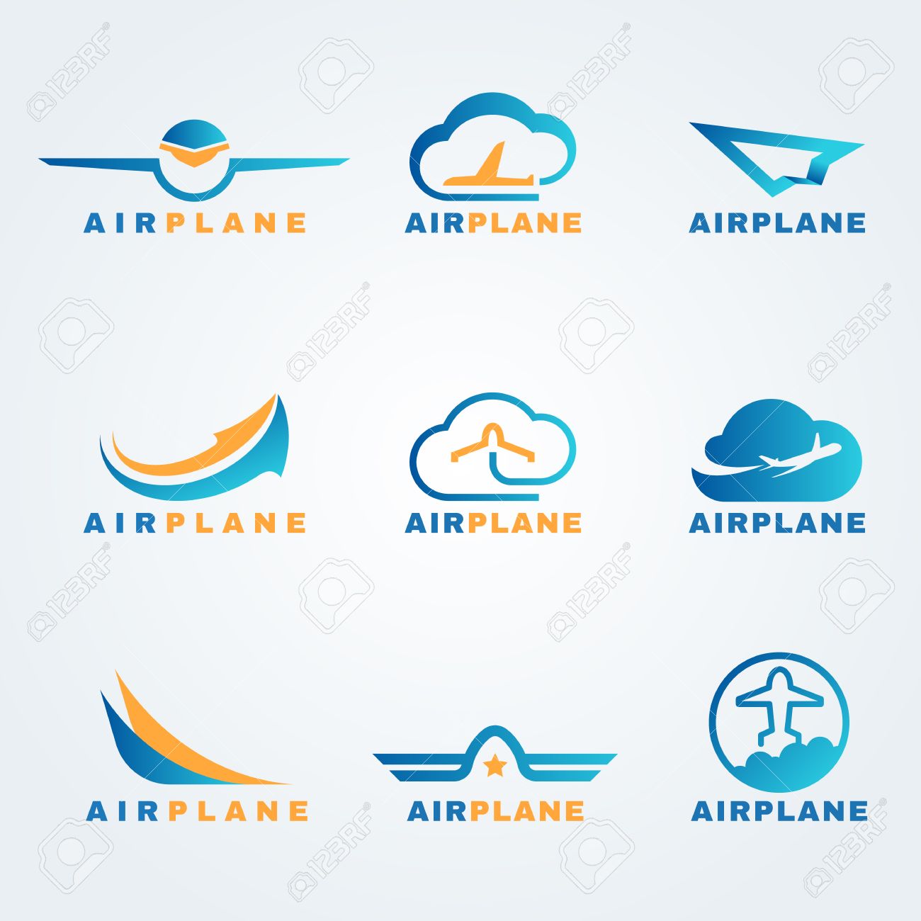 rocket and air plane logo vector set design royalty free cliparts plane logo design