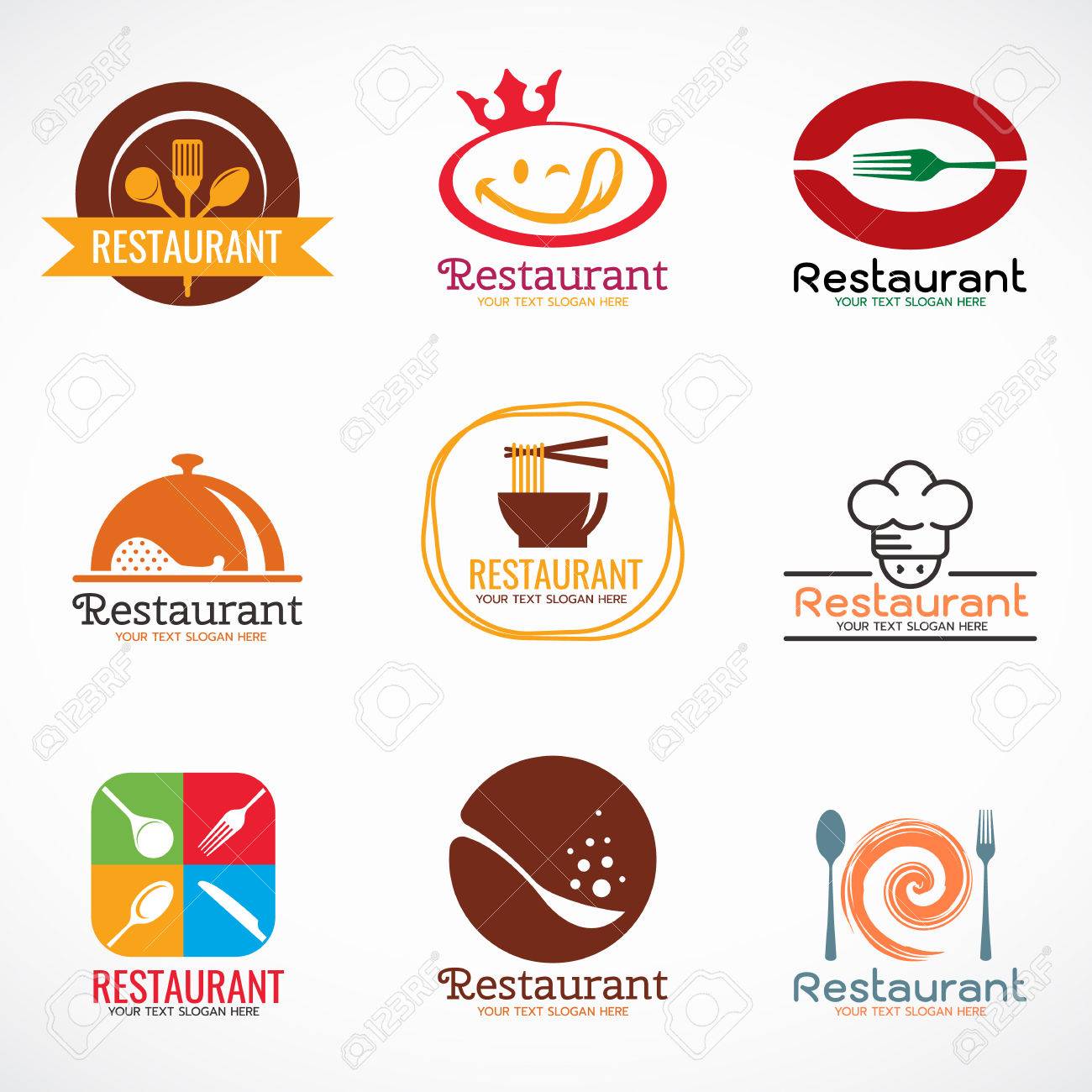 Restaurant Logo And Food Shop Logo Vector Set Design Royalty Free Cliparts Vectors And Stock Illustration Image