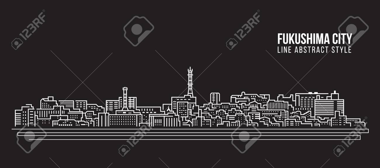 都市の景観建物ライン アート ベクトル イラスト デザイン 福島市 のイラスト素材 ベクタ Image