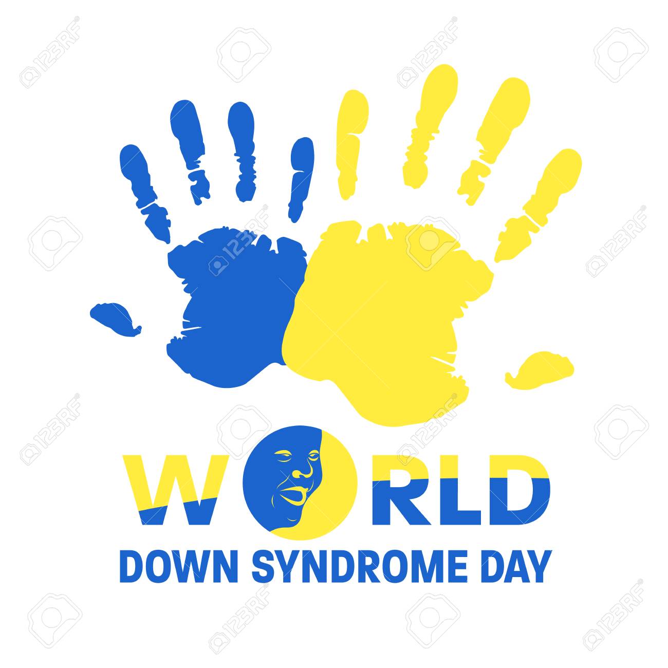 World Down Syndrome Day With Blue And Yellow Hand Paint Sign Royalty Free Cliparts Vectors And Stock Illustration Image 93466748