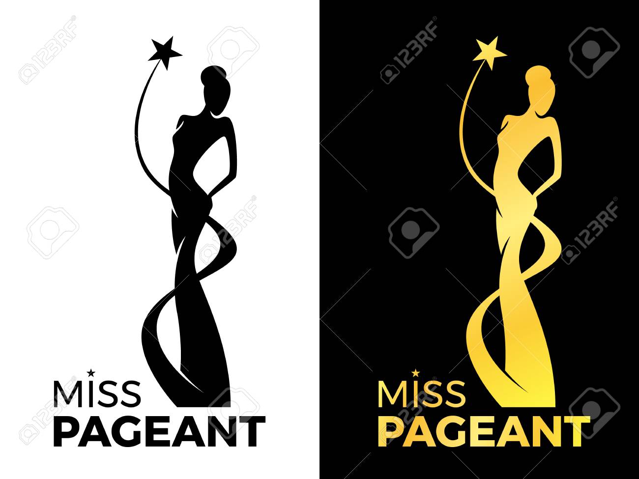 Miss lady pageant sign with queen wears evening gown and star around lady queen vector design - 109970199 Miss lady pageant sign with queen wears evening gown and star around lady queen vector design - 109970199