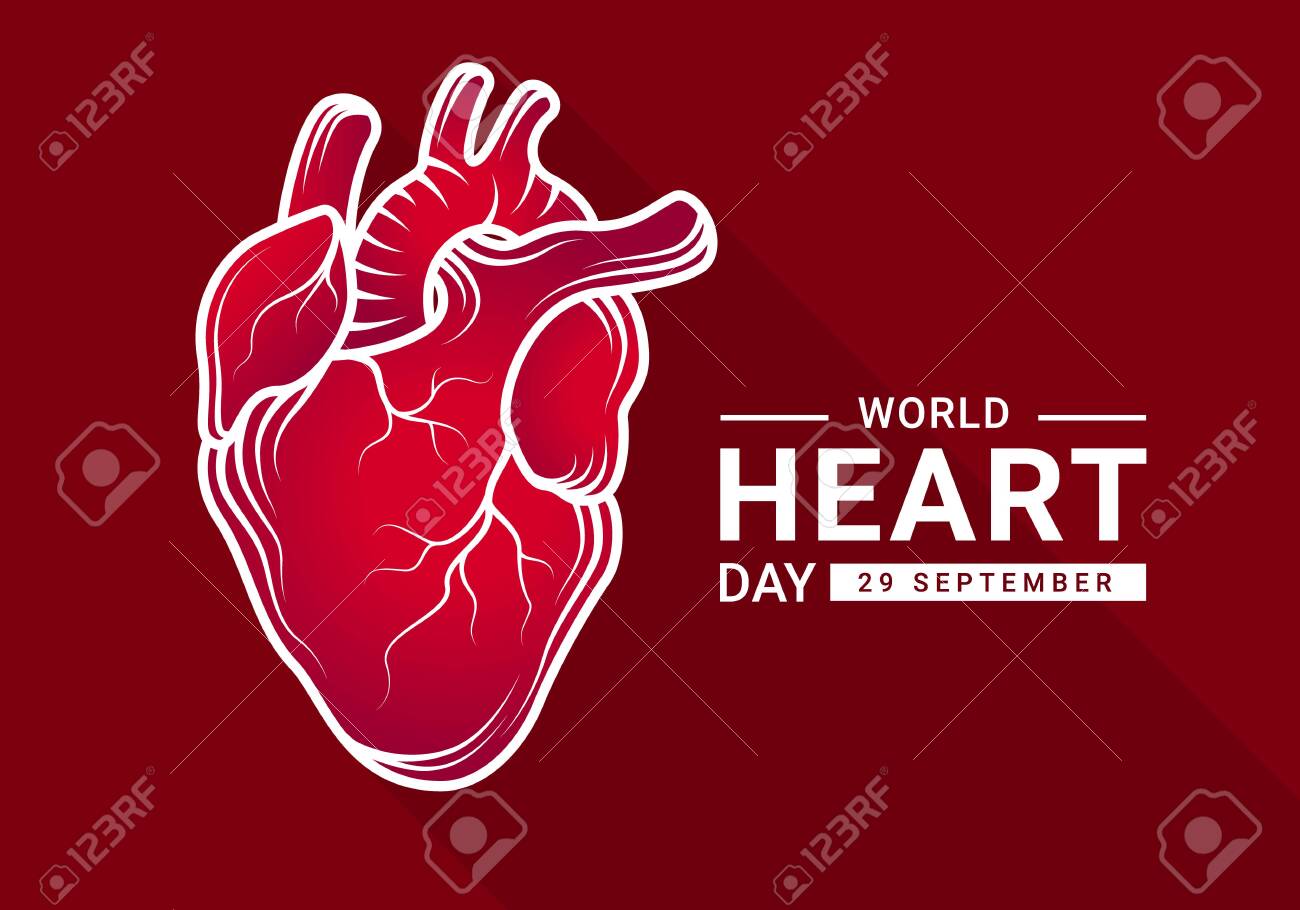 World Heart Day With Gradient Red Human Heart Real And White Outline  Drawing Sign On Dark Red Background Vector Design Royalty Free SVG,  Cliparts, Vectors, And Stock Illustration. Image 131991387.