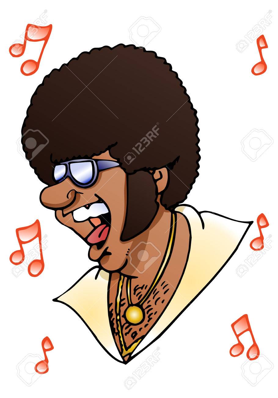 孤立した白い背景の強力な歌を歌っているアフロのイラスト の写真素材 画像素材 Image 5474