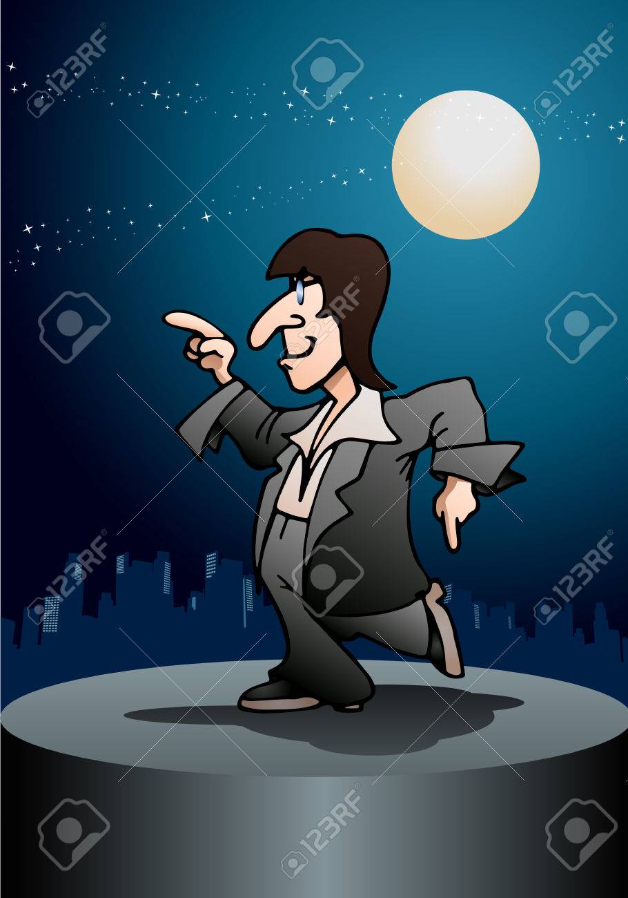 夜背景にダンスの老人のイラスト の写真素材 画像素材 Image 5431