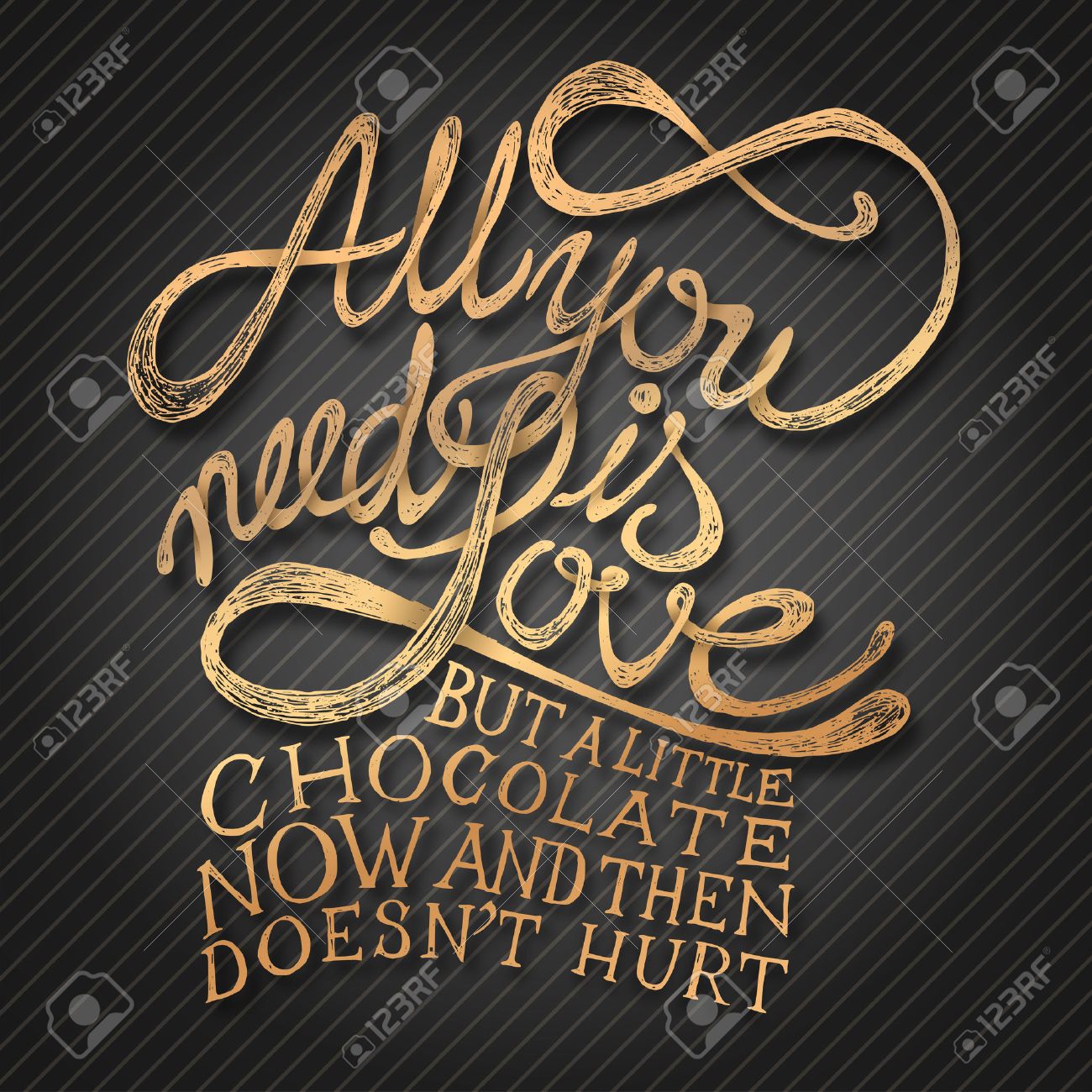 All You need is Love Hand drawn quotes 3d gold on blackboard Stock Vector