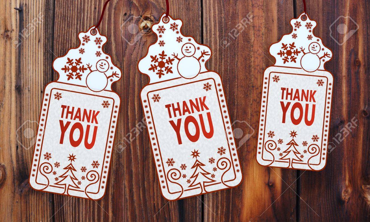 Friendly 3d Rendered Christmas Labels With Thank You Sticker ...