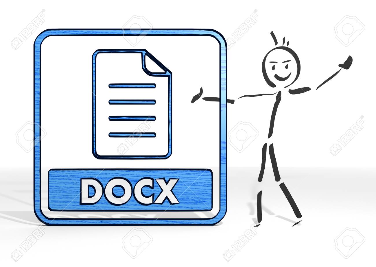 かわいい棒人間が Docx のシンボル白い背景を提示します の写真素材