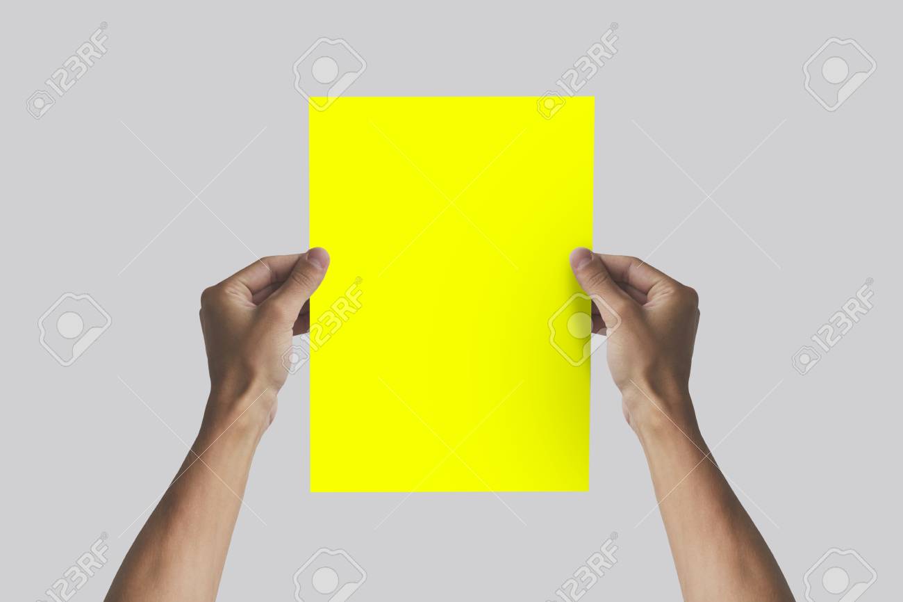 hands holding a4 paper in the hand leaflet presentation pamphlet