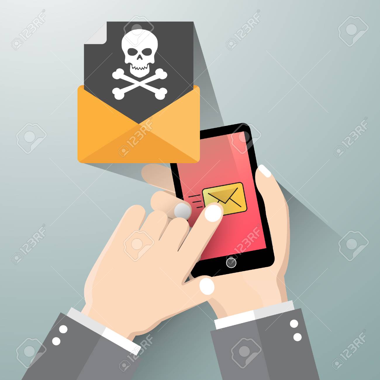 hand holding mobile phone with message alert on screen stock vector 88089475