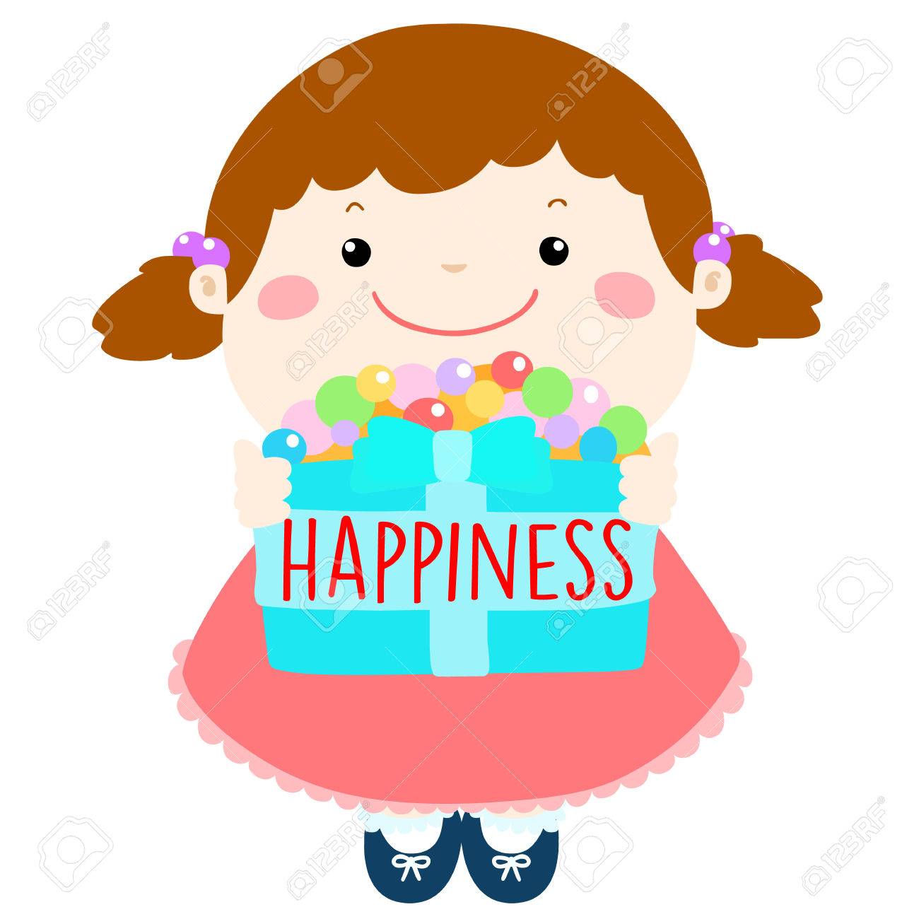 スマイリー漫画激励イラスト幸福ボックスを与える のイラスト素材 ベクタ Image