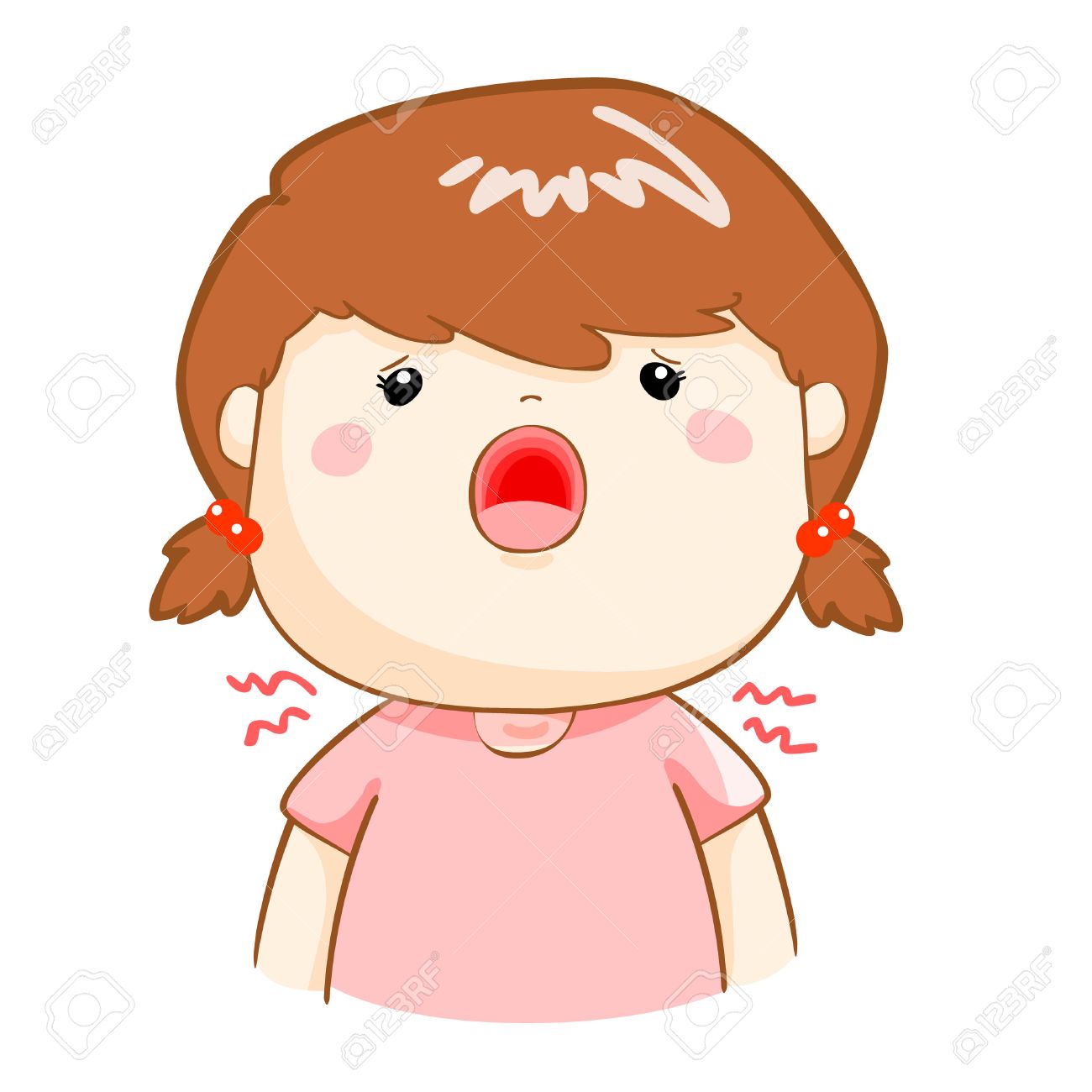 インフルエンザの病があるため喉の痛み病気の女の子 のイラスト素材 ベクタ Image