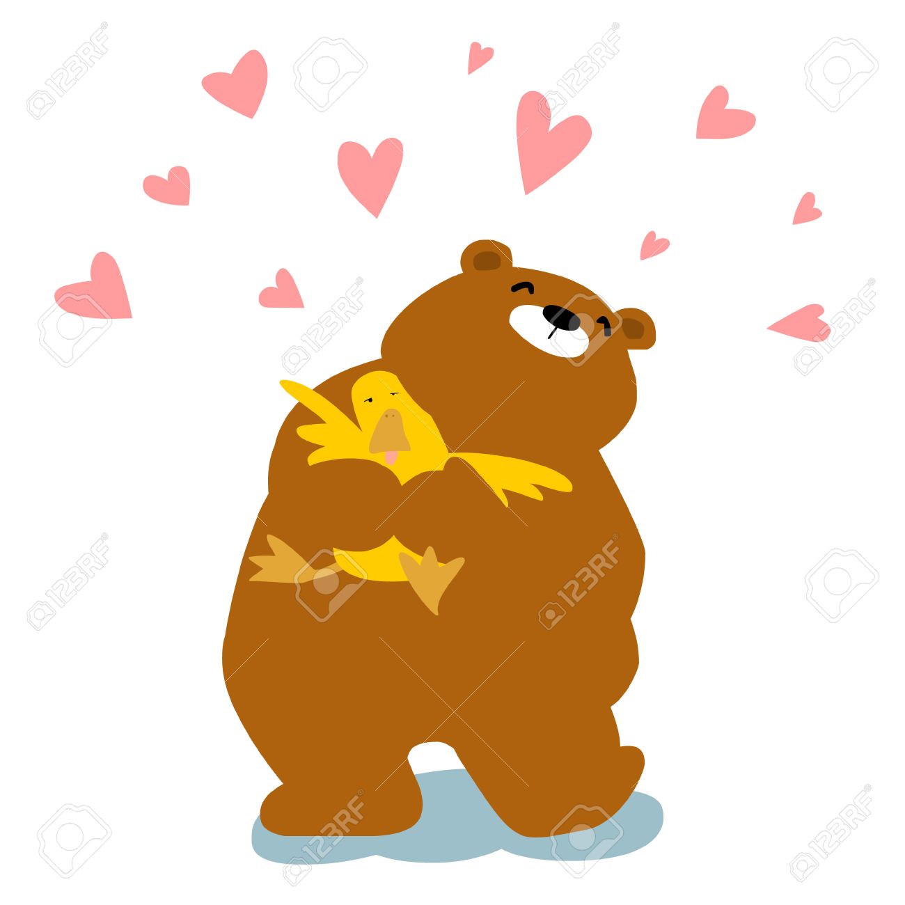 медведь в воде. мишка и цыпленок. утка медведь. обнимашки медведь и цыпленок. медведь с рыбой.