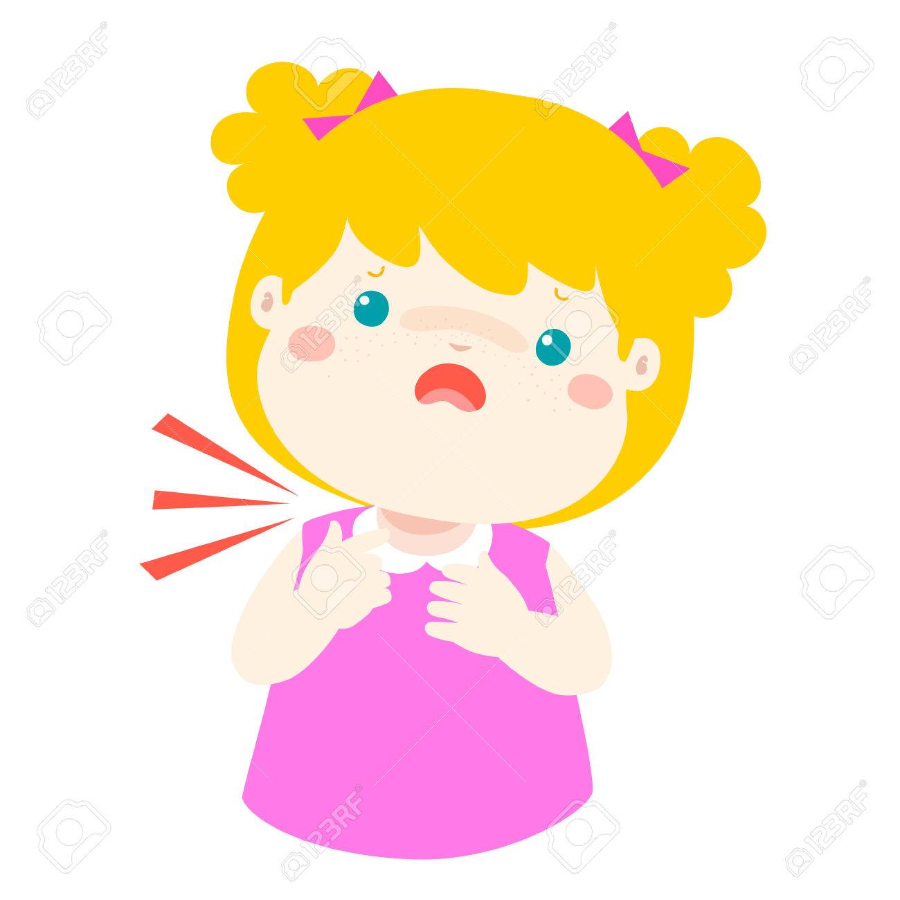 Sick Girl Sore Throat Cartoon Vector Illustration. Royalty Free SVG,  Cliparts, Vectors, and Stock Illustration. Image 79017386., image size:1300x1300