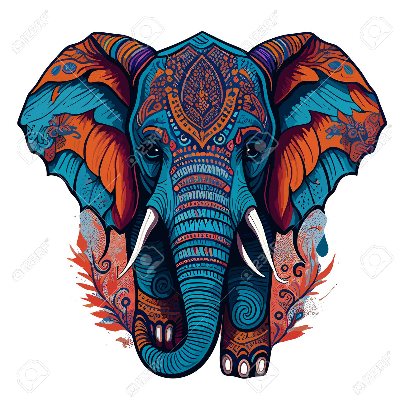 T*A様 Beyond the fun｜象 動物画 イラスト 抽象画 絵画 ドロ T*A様 Beyond the fun｜象 動物画 イラスト 抽象画  絵画 ドロ Amazon, image size:1300x1300