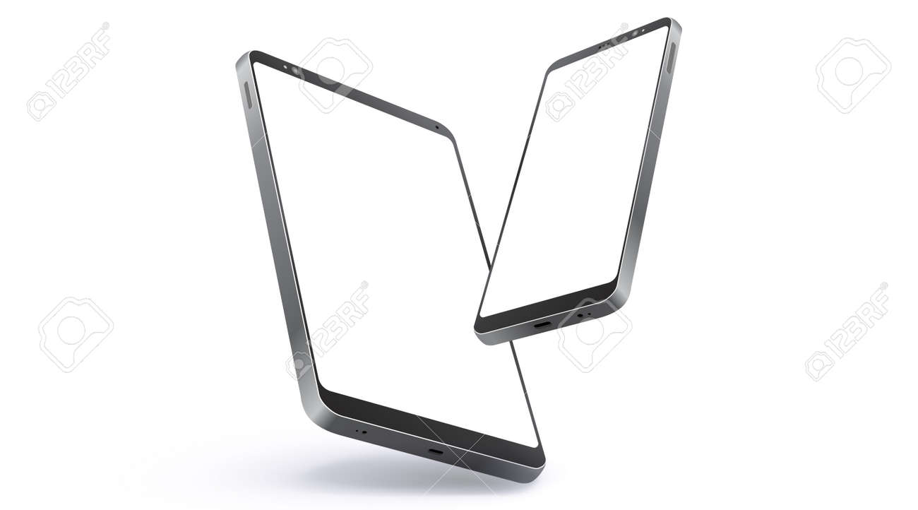 Mobile Phone and Tablet Computer Realistic Vector Mockup With Perspective View. Digital Devices Screen Isolated on White Background. - 164458130 Mobile Phone and Tablet Computer Realistic Vector Mockup With Perspective View. Digital Devices Screen Isolated on White Background. - 164458130