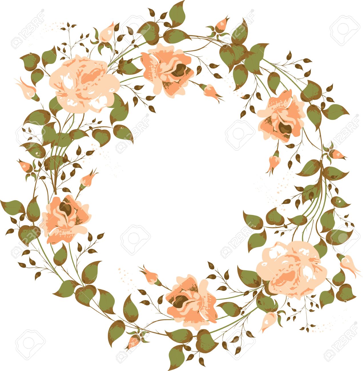 Cornice circolare dei colori in stile retr² Rose rosa per le foto Archivio Fotografico