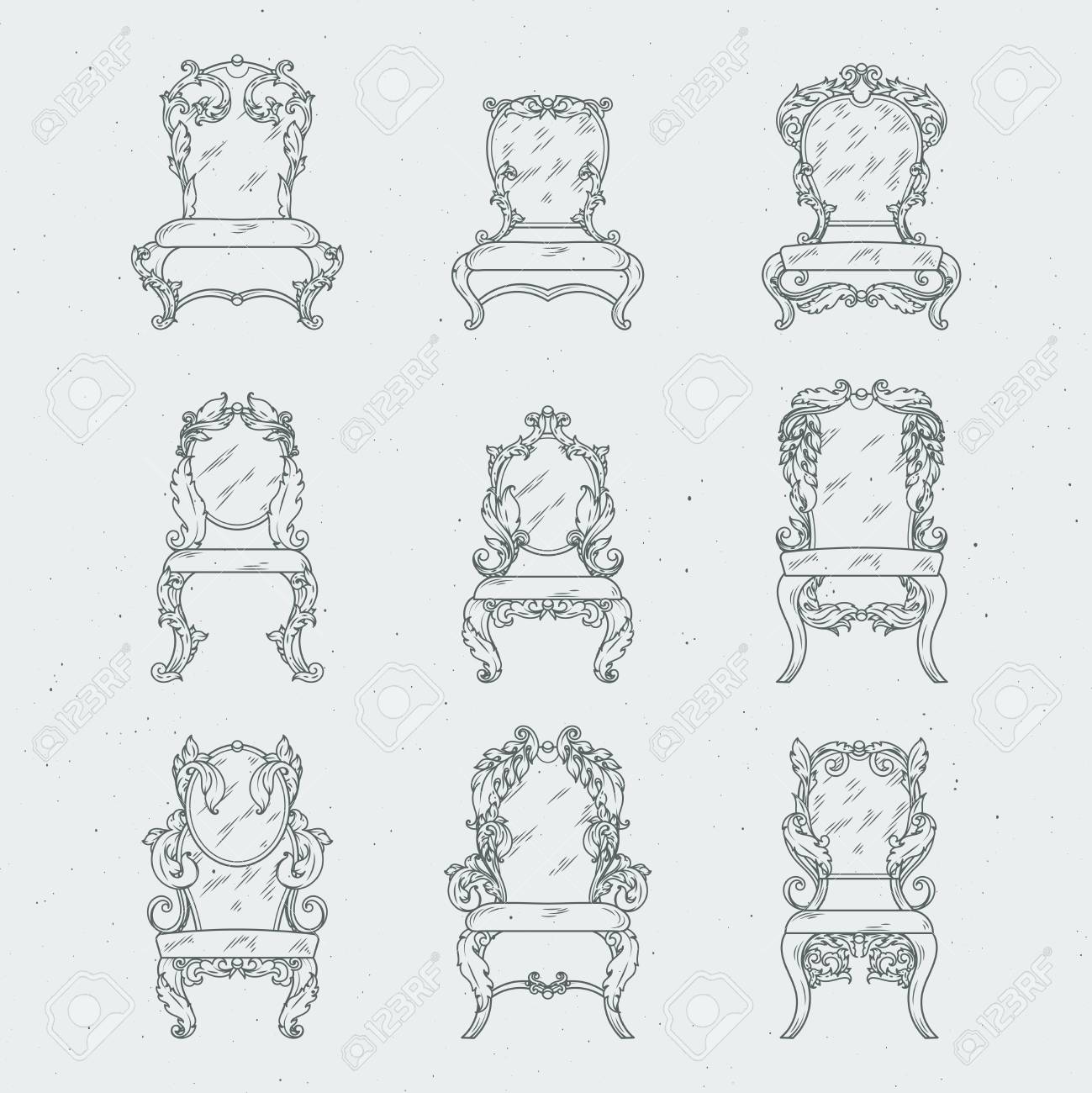Antique Italian Chairs And Armchair. Vector Furniture Isolated Antique italian chairs and armchair. Vector furniture isolated in white Stock Vector - 84357742 - Antique Italian Chairs And Armchair. Vector Furniture Isolated