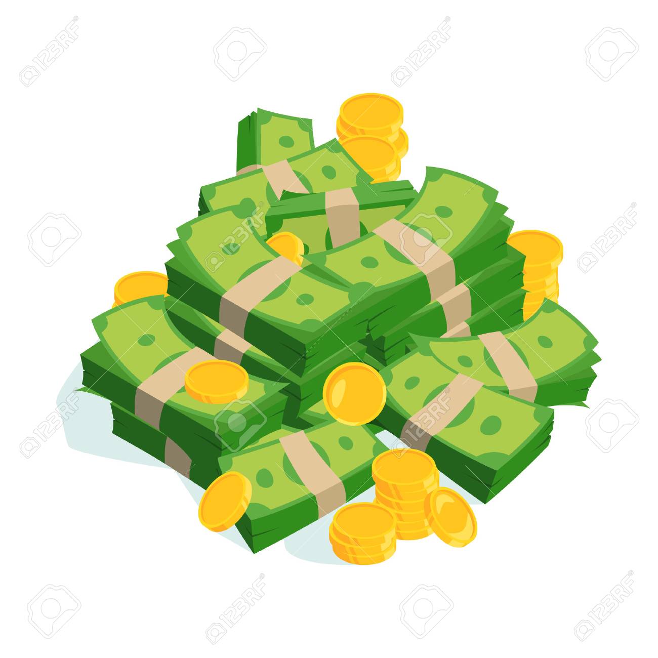 お金とコインの非常に大規模な束。のイラスト素材・ベクター Image 85338513