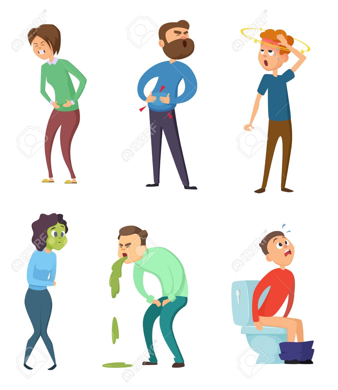 毒腹痛と下痢 医療のイラスト ベクトル文字セット のイラスト素材 ベクタ Image