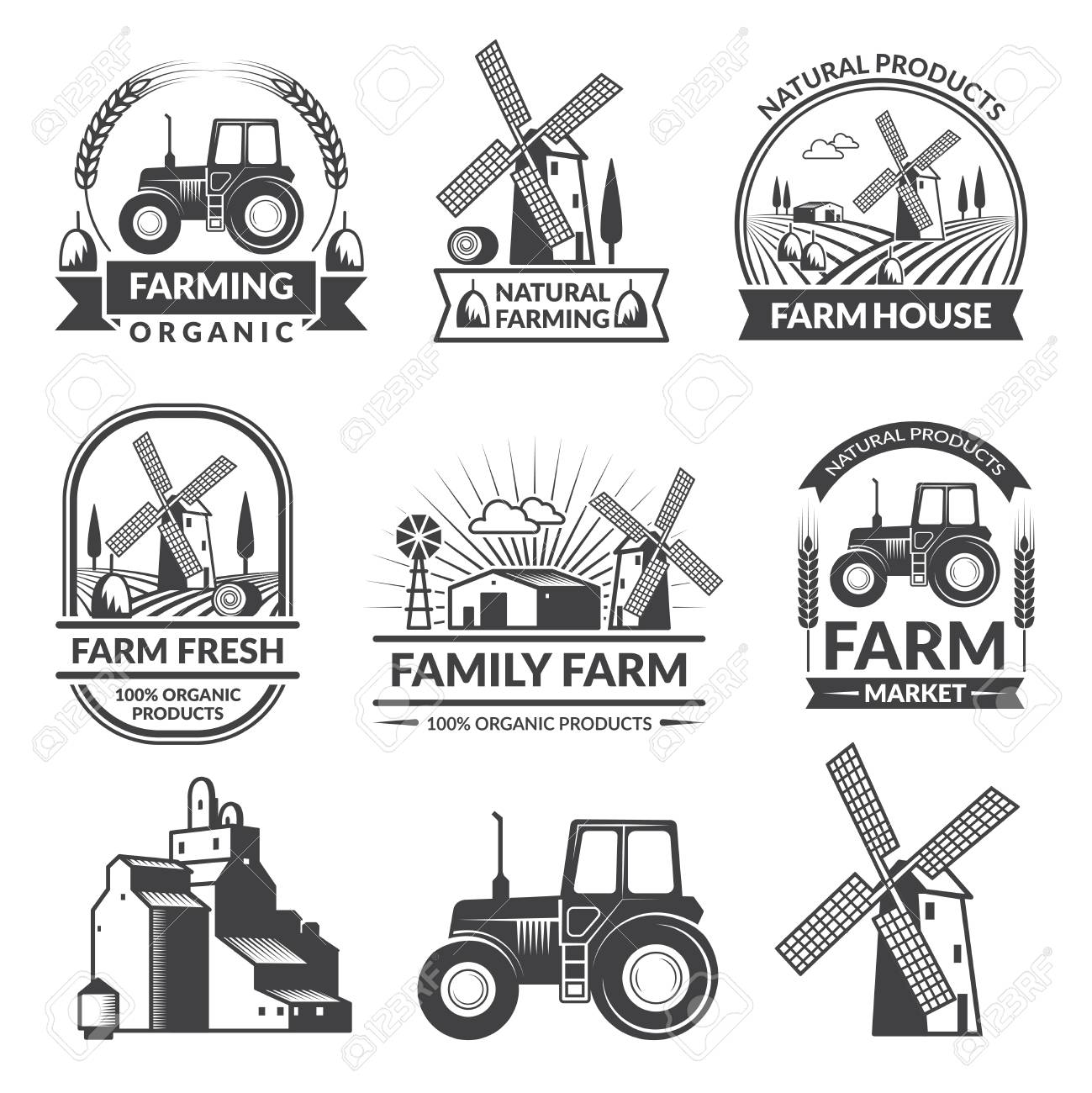 vector set of farm logos royalty free cliparts vectors and stock