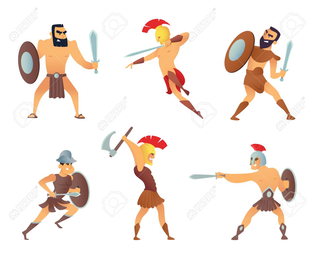 剣を持つ剣闘士 アクションポーズでキャラクターと戦う のイラスト素材 ベクタ Image