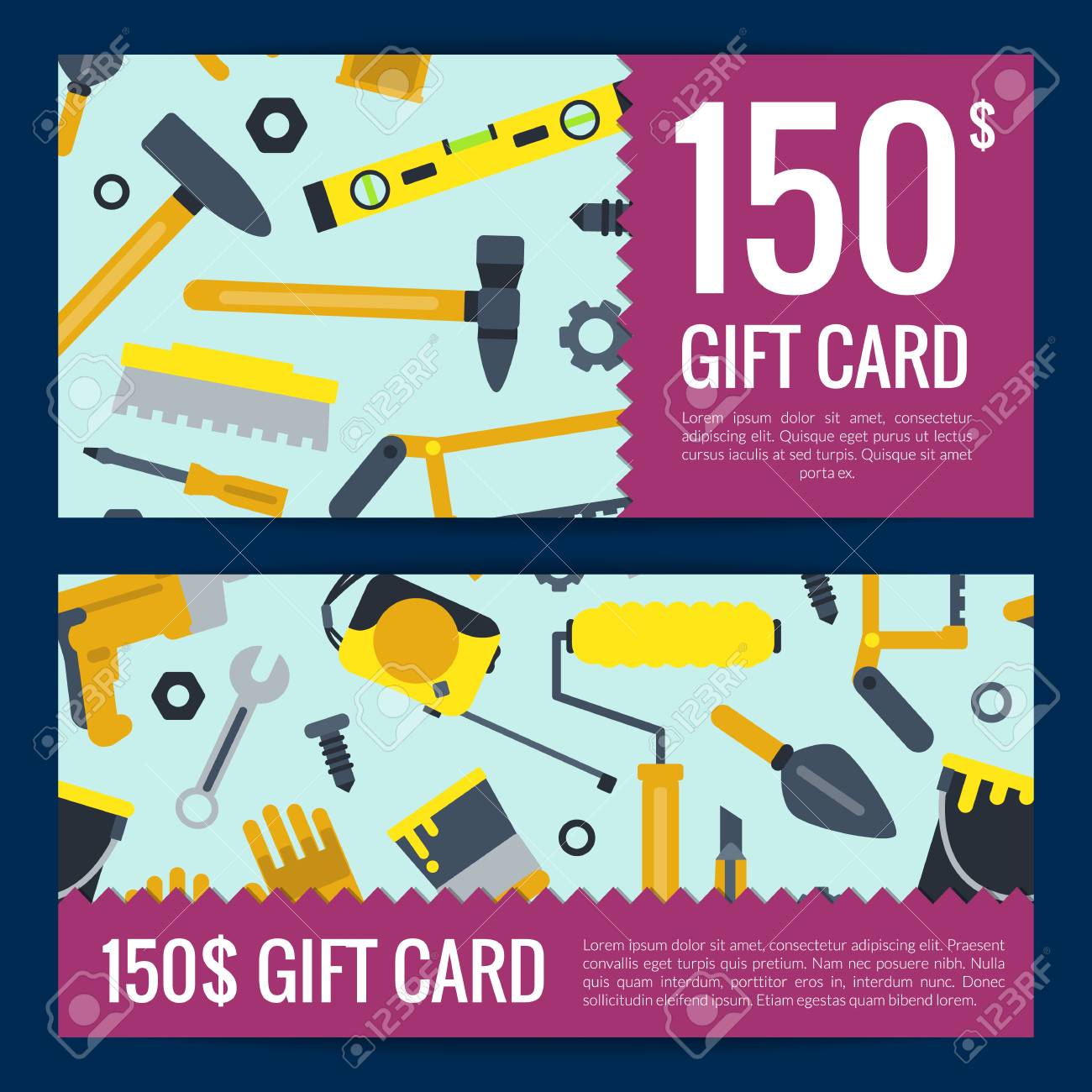 vector flat construction tools discount or gift voucher templates gift voucher template tool