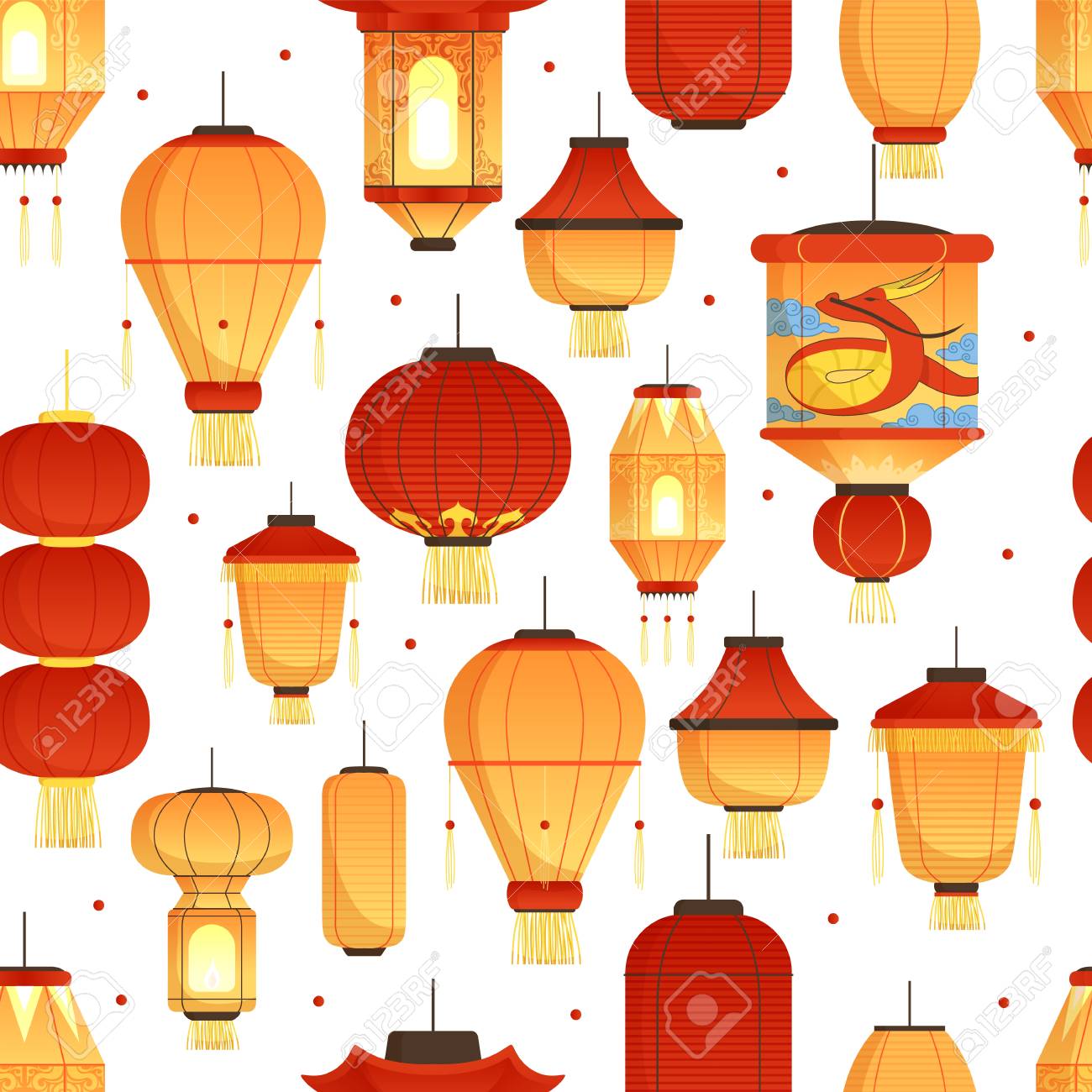 china lanterns pattern asian traditional new year colored paper