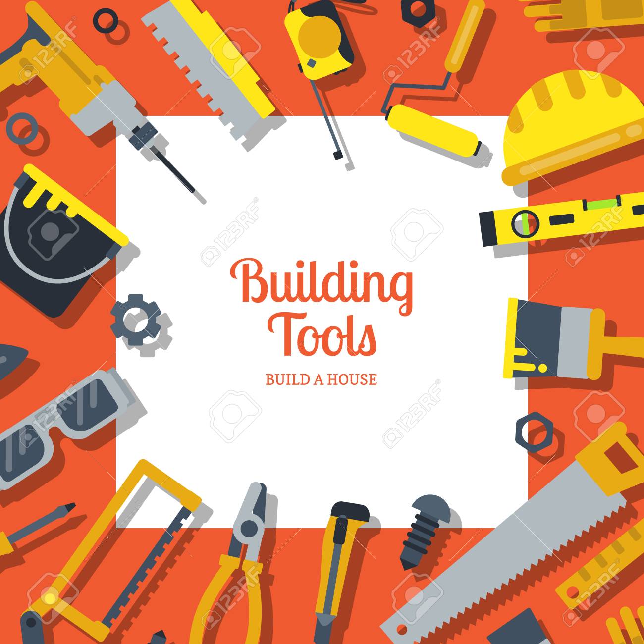 Vector Flat Construction Tools Background With Place For Text Illustration Electric And Handy Instrument Tools Saw And Drill Equipment Royalty Free Cliparts Vectors And Stock Illustration Image 111632478