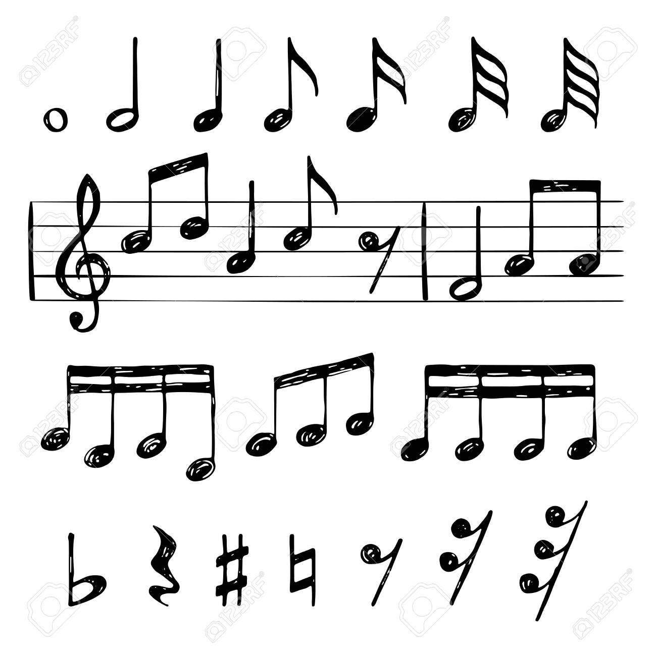 music notes black treble clef stave f sharp minor major sounds cleft music