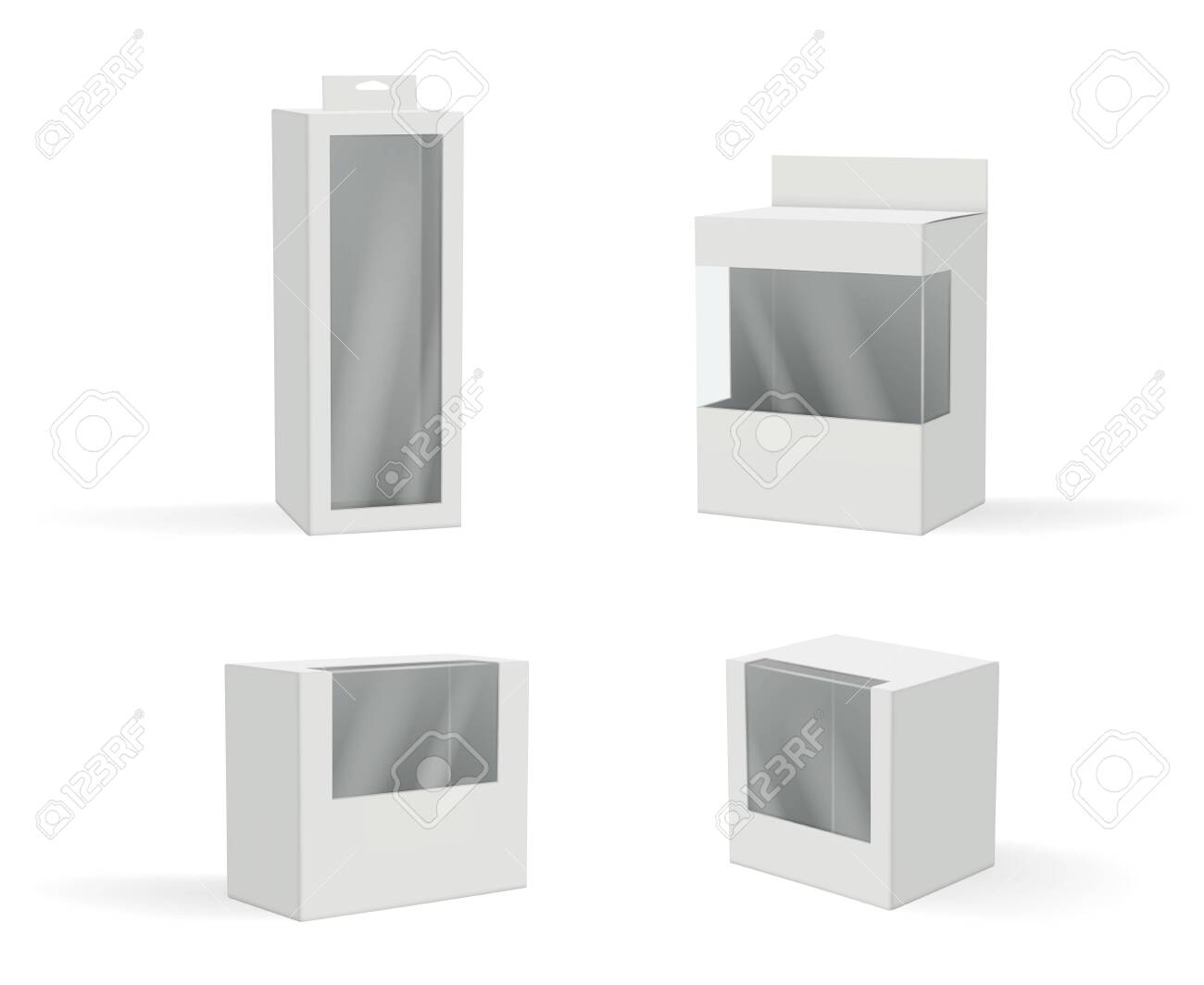 Download Realistic Packages Gift Box Mockup With Transparent Plastic Frames White Products Vector Pictures Box Cardboard Blank Packaging 3d Object Illustration Royalty Free Cliparts Vectors And Stock Illustration Image 148164675