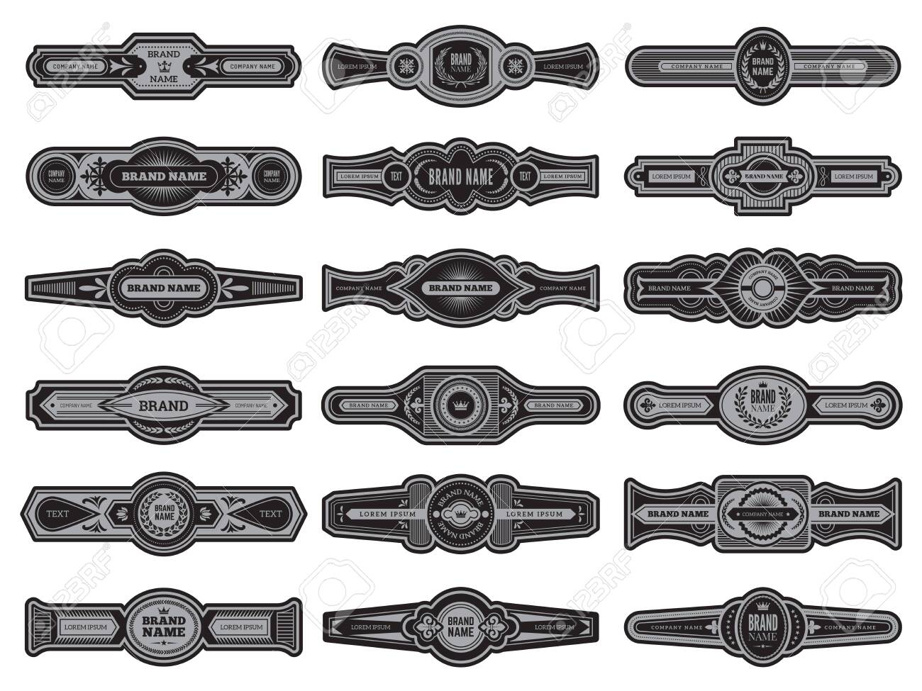 Cigar Label Set. Badges Or Vintage Logos For Cigar Vector Template Inside Cigar Label Template Cigar Label Set. Badges Or Vintage Logos For Cigar Vector Template Inside Cigar Label Template