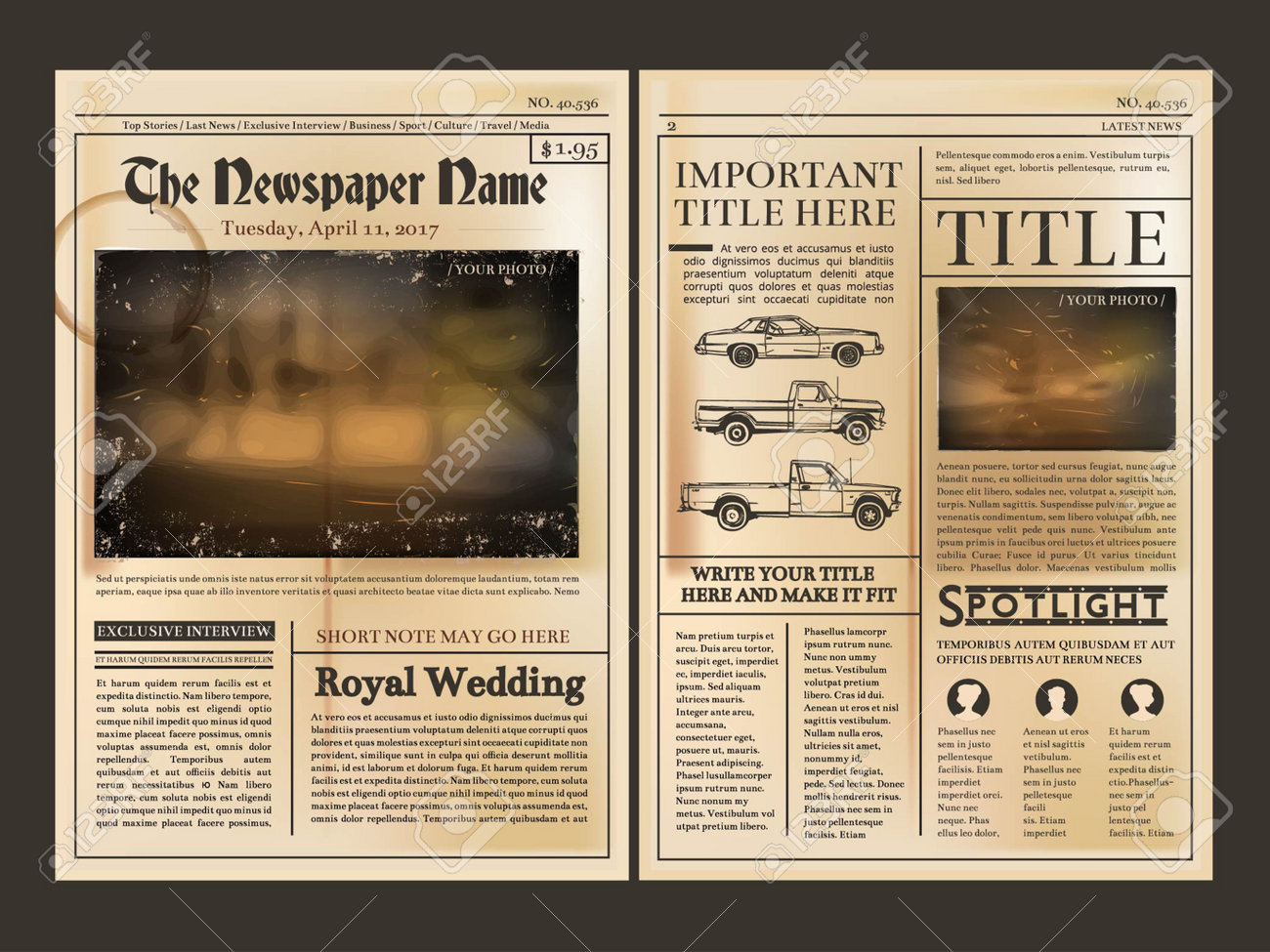 Layout Design Front Page Of Vintage Newspaper Vector Illustration With Place For Your Text Newspaper Page Column Of New Article Royalty Free Cliparts Vectors And Stock Illustration Image