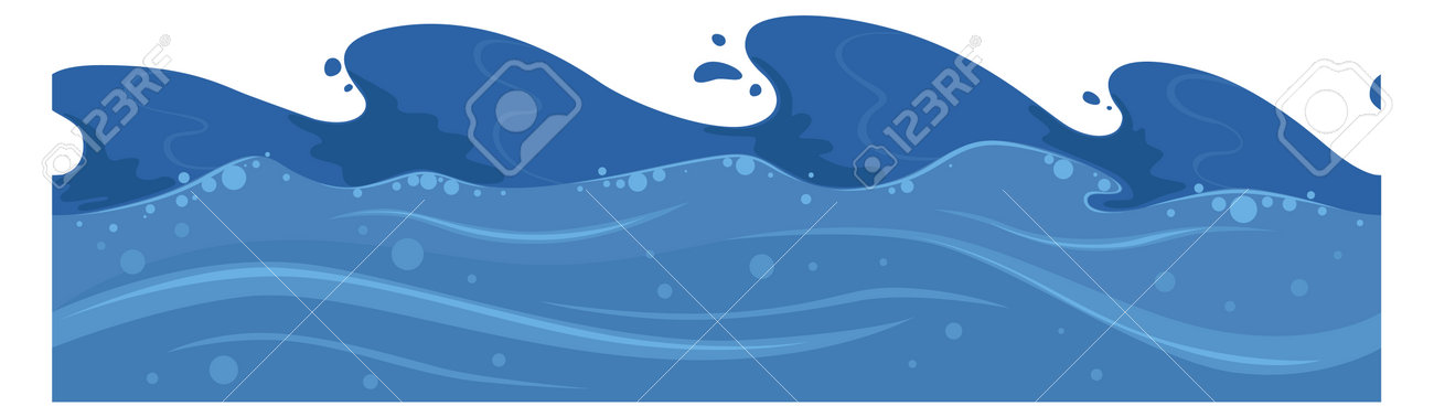 Ocean Waves. Cartoon Sea Storm. Water Surface Клипарты, SVG, векторы, и  Набор Иллюстраций Без Оплаты Отчислений. Image 194543195